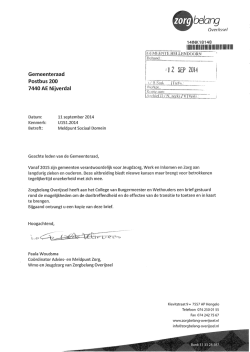 Brief aan raad: Informatie over meldpunt Sociaal Domein