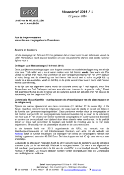 22 januari 2014 - Unie van de Religieuzen van Vlaanderen
