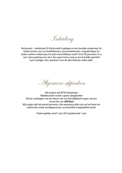 Inleiding Algemene afspraken - Restaurant Sint Pietersveld