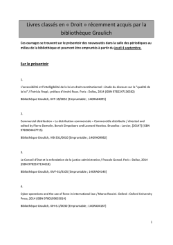 Droit &raquo; r&eacute;cemment acquis par la biblioth&egrave;que Graulich