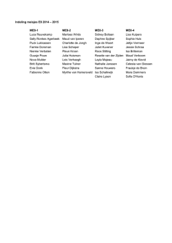 Indeling meisjes E8 2014 &ndash; 2015 ME8-1 ME8-2 ME8-3 ME8