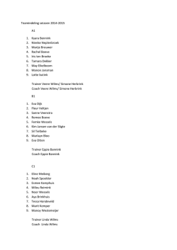 Teamindeling seizoen 2014-2015 A1 1. Kyara Bennink 2. Nienke
