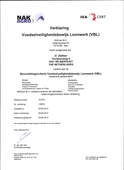 ISA &rdquo; &igrave;CERT - Dekker Haartsen Agro