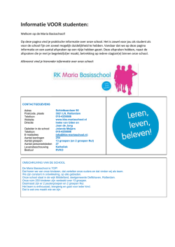 Informatie VOOR studenten: