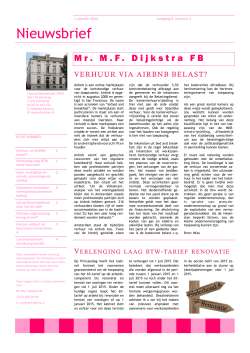 Nieuwsbrief - Mr. MF Dijkstra Belastingadvies