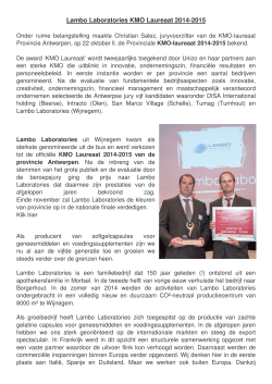 Lambo Laboratories KMO Laureaat 2014-2015 - labo