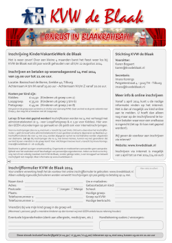 Inschrijving KinderVakantieWerk de Blaak Inschrijfformulier KVW de