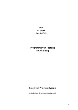 PTA 4 VWO 2014-2015 Programma van Toetsing en
