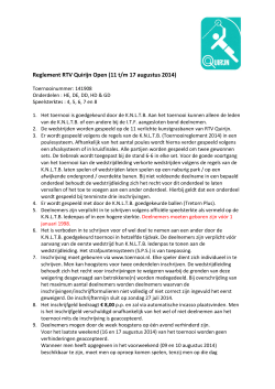 Reglement RTV Quirijn Open (11 t/m 17 augustus 2014)