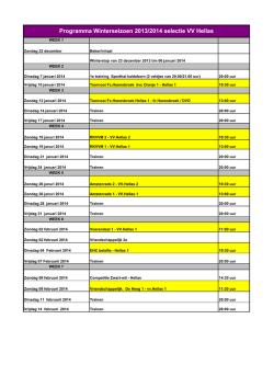 Programma Winterseizoen 2013/2014 selectie VV Hellas