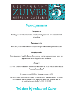 Valentijnsmenu Tot ziens bij restaurant Zuiver