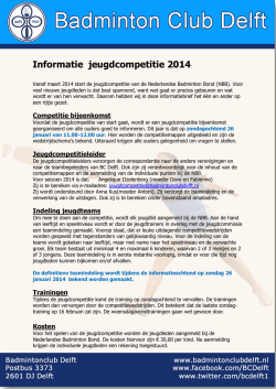 Informatie jeugdcompetitie 2014