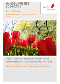 Brochure Handelsmissies - Export partner in sierteelt Nederland vs