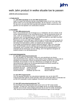 welk Jahn product in welke situatie toe te passen