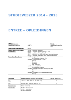 STUDIEWIJZER 2014 - 2015 ENTREE