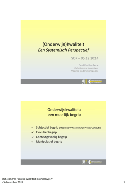 Een systeemvisie op kwaliteit - SOK kwaliteitszorg onderwijs