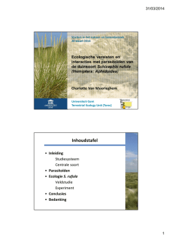 Ecologische vereisten en interacties met parasito&iuml;den van