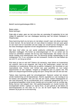 17 september 2014 Betreft: bezinningsdriedaagse 6EM