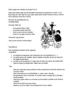 Hallo jongens en meisjes van groep 5 en 6, Zoals