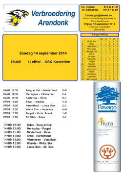 Zondag 14 september 2014 15u00 1e elftal – KSK Kasterlee