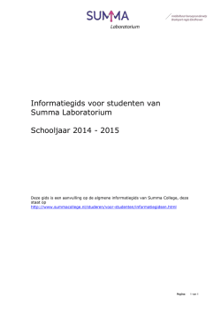 Informatiegids voor studenten van Summa Laboratorium Schooljaar