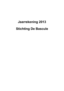 Jaarrekening 2013 Stichting De Bascule