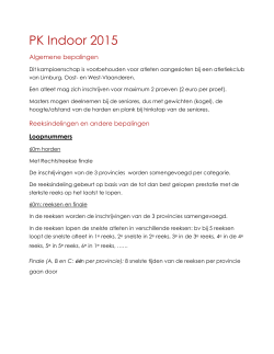 Zondag 4 januari 2015 PK Indoor - Reglement