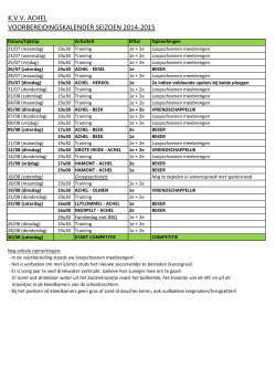 kvv achel voorbereidingskalender seizoen 2014-2015