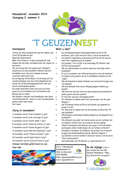 Jarig in november! Nieuwsbrief, november 2014