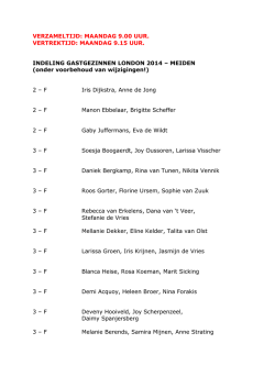 gastgezinnen Londen - meiden - indeling 2014