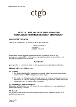 HET COLLEGE VOOR DE TOELATING VAN