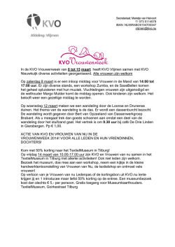 In de KVO Vrouwenweek van 8 tot 15 maart heeft KVO Vlijmen