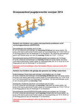 Groepsaanbod preventie Jeugd voorjaar 2014