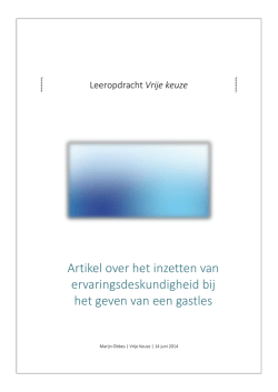 Artikel over het inzetten van ervaringsdeskundigheid bij
