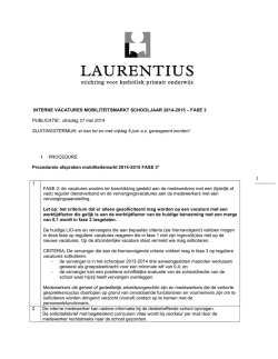 INTERNE VACATURES MOBILITEITSMARKT SCHOOLJAAR 2014