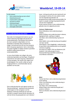 In dit nummer &bull; Extra ondersteuning op onze school