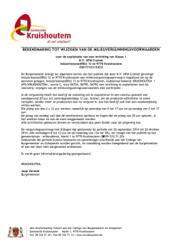 Bekendmaking tot wijzigen van de milieuvergunningsvoorwaarden