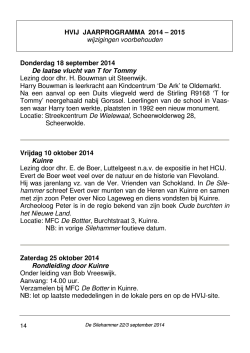 jaarprogramma 2014 – 2015 - Historische Vereniging IJsselham