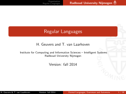 Regular Languages - Institute for Computing and Information Sciences