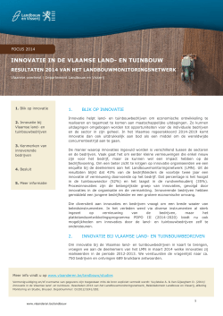 Focusrapport innovatie 2014 - Departement Landbouw en Visserij
