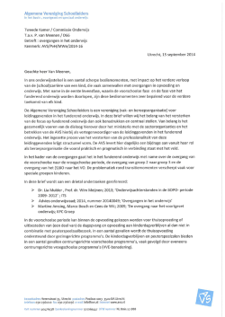 brief AVS-voorzitter aan de commissie onderwijs
