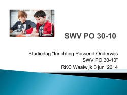 Presentatie 3 juni 2014 SWV 3010 - SWV PO 30-10
