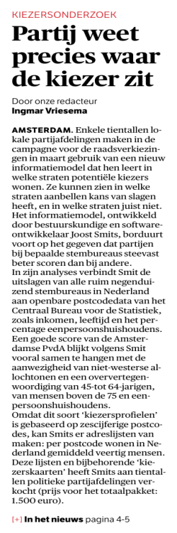 Partij weet precies waar de kiezer zit