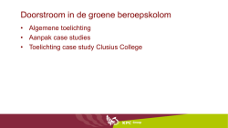 Doorstroom in de groene beroepskolom