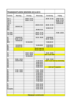 TRAININGSTIJDEN SEIZOEN 2014-2015