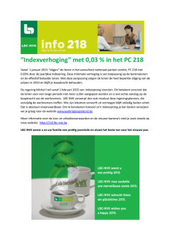 Indexverhoging&rdquo; met 0,03 % in het PC 218