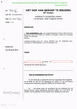 Hof van Beroep Brussel 29 april 2014, IEFbe 964 (POM Wonderful LLC