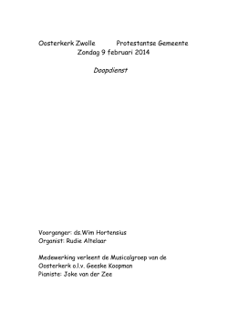 Oosterkerk Zwolle Protestantse Gemeente Zondag 9 februari 2014