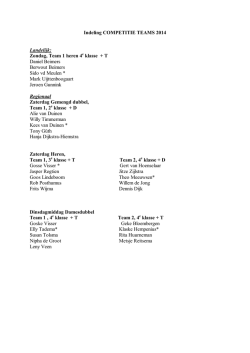 Indeling competitieteams 2014