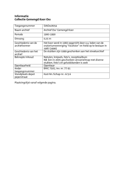 Informatie Collectie Gemengd Koor Oss